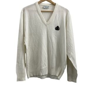 Vintage Izod Pullover Sweater V Neck Ivory, Large (size tag removed)